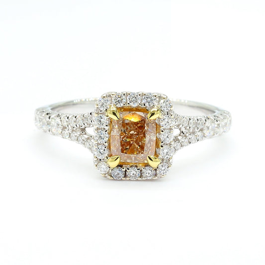 GIA Certified Natural Yellow Brown Diamond 1.04 Carat TW Gold Cocktail Ring