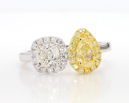 GIA Certified Natural Yellow Pear Diamond 1.78 Carat TW Cocktail Ring