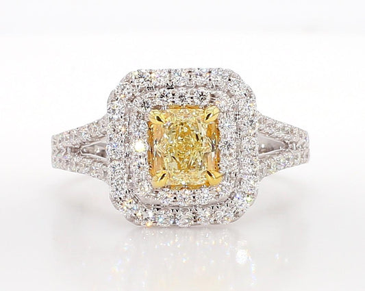 Natural Yellow Radiant Diamond 1.50 Carat TW Gold Cocktail Ring