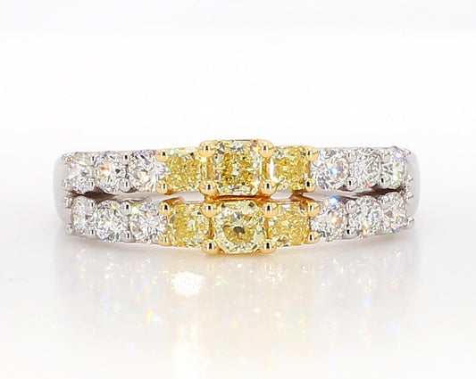 Natural Yellow Radiant Diamond 1.06 Carat TW Gold Wedding Band