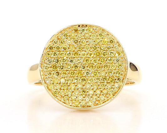 Natural Yellow Round Diamond .67 Carat TW Yellow Gold Cocktail Ring