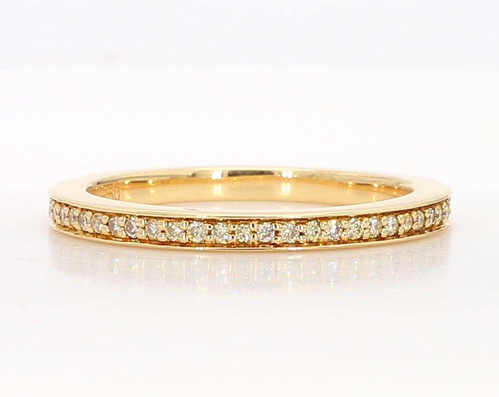 Natural Yellow Round Diamond .16 Carat TW Yellow Gold Eternity Band