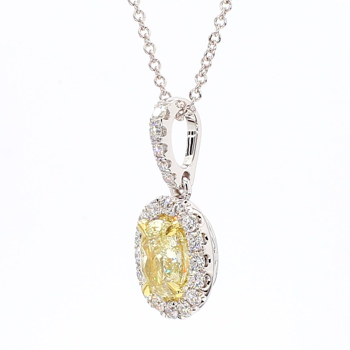 GIA Certified Natural Yellow Oval Diamond 1.05 Carat TW Gold Drop Pendant