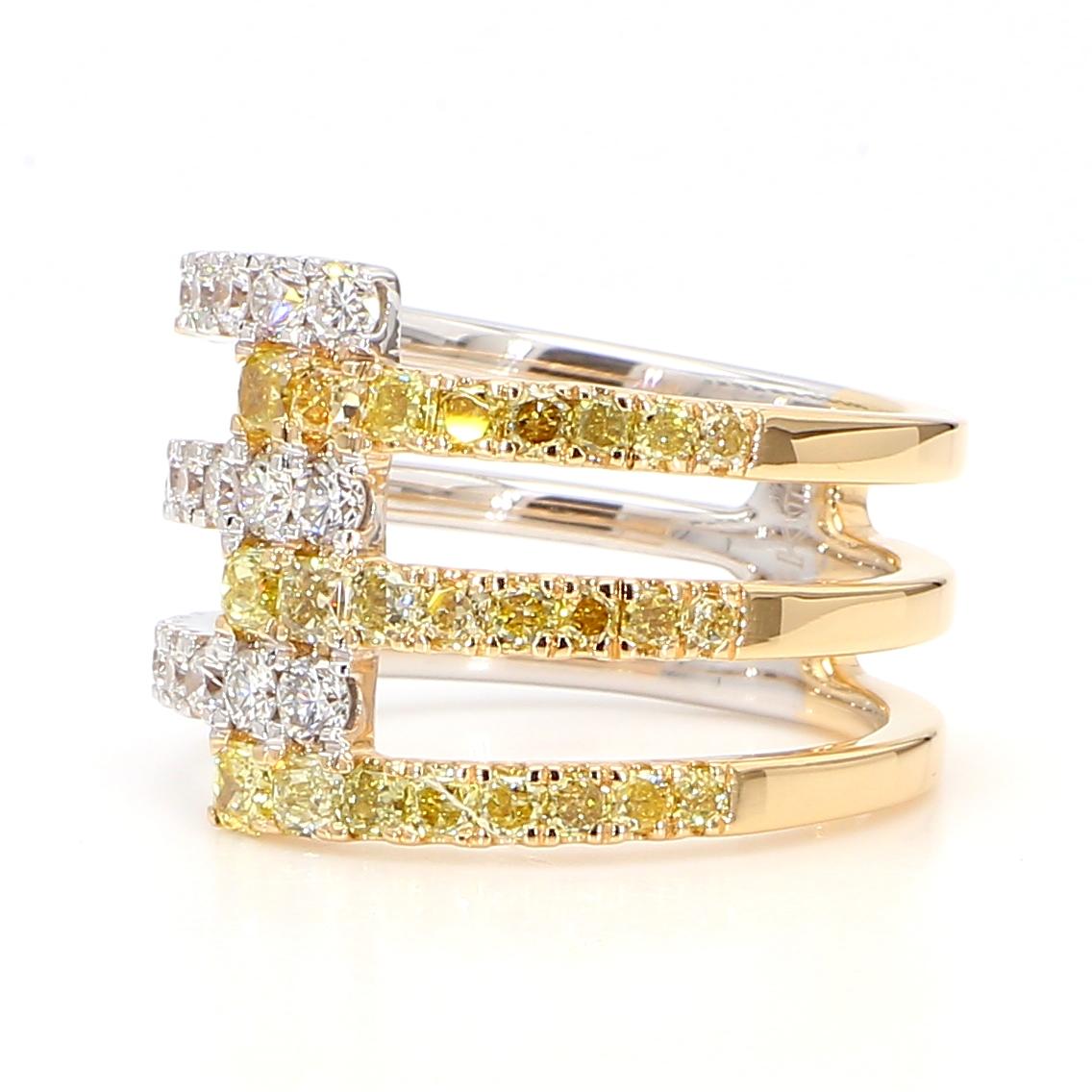 Natural Yellow Radiant Diamond 1.23 Carat TW Gold Cocktail Ring