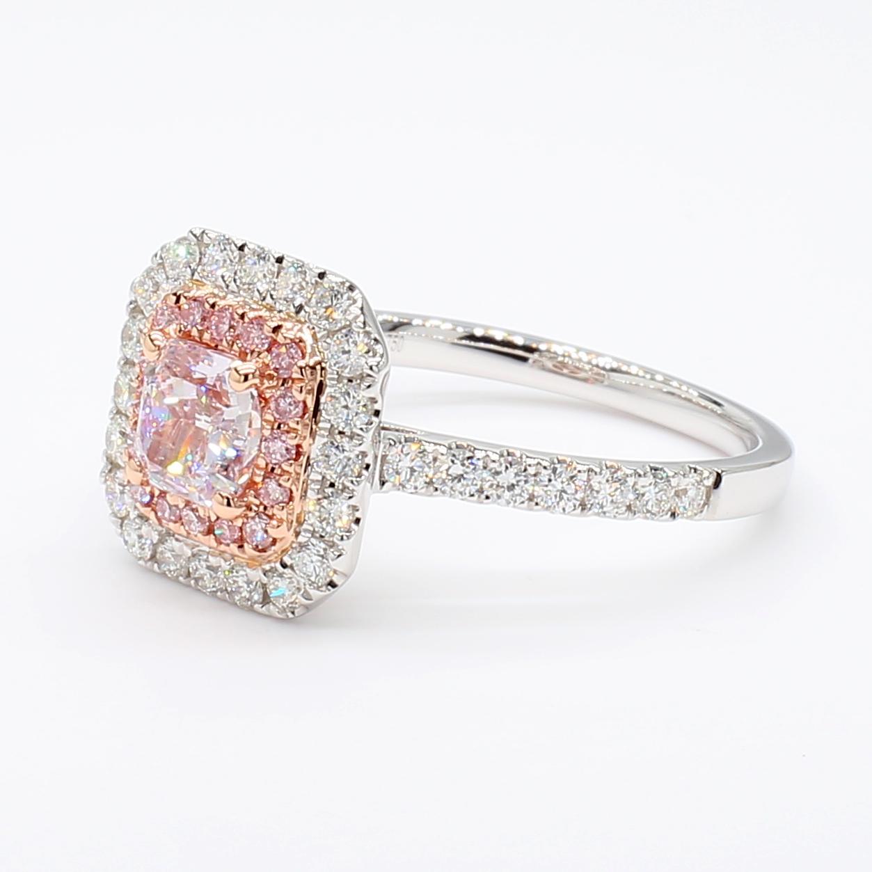 GIA Certified Natural Pink Radiant Diamond 1.20 Carat TW Gold Cocktail Ring