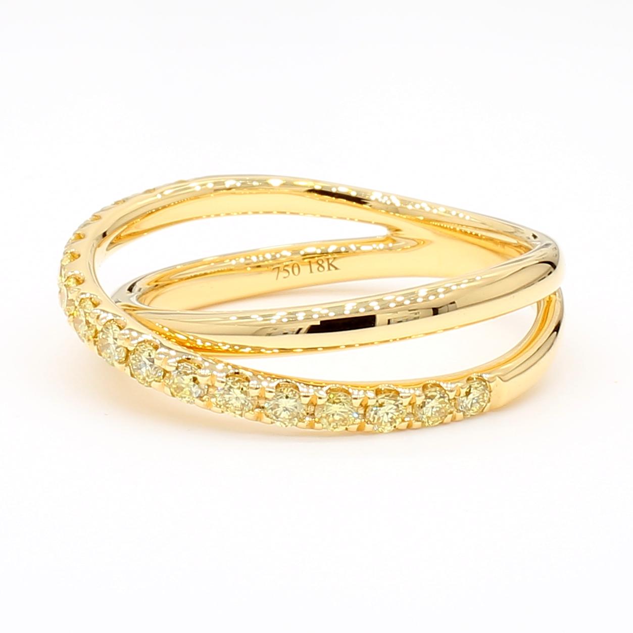 Natural Yellow Round Diamond 0.47 Carat TW Gold Cocktail Band