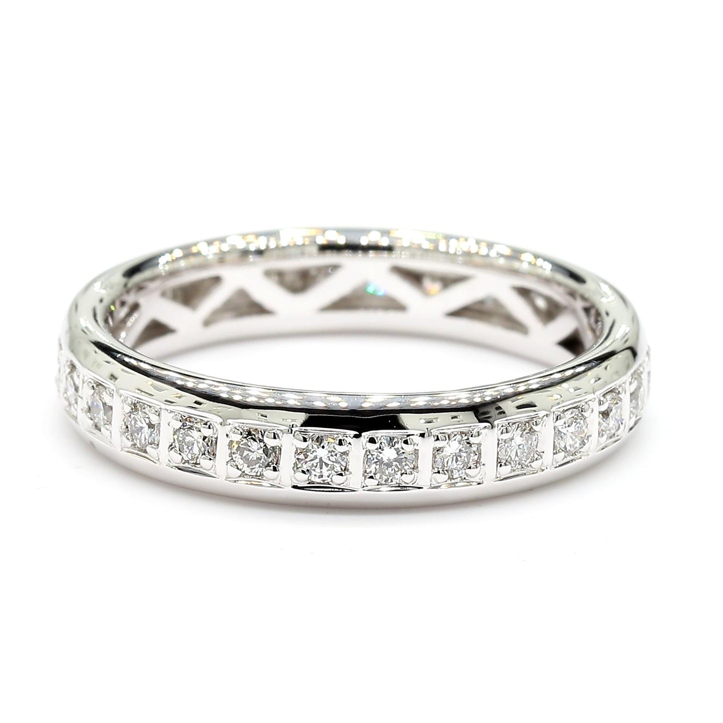 Natural White Round Diamond 0.50 Carat TW White Gold Eternity Band