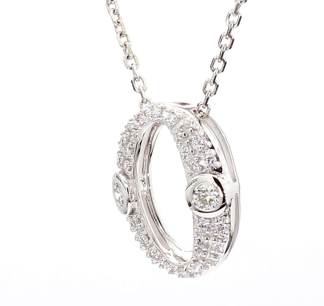 Natural White Round Diamond 0.31 Carat TW White Gold Drop Pendant