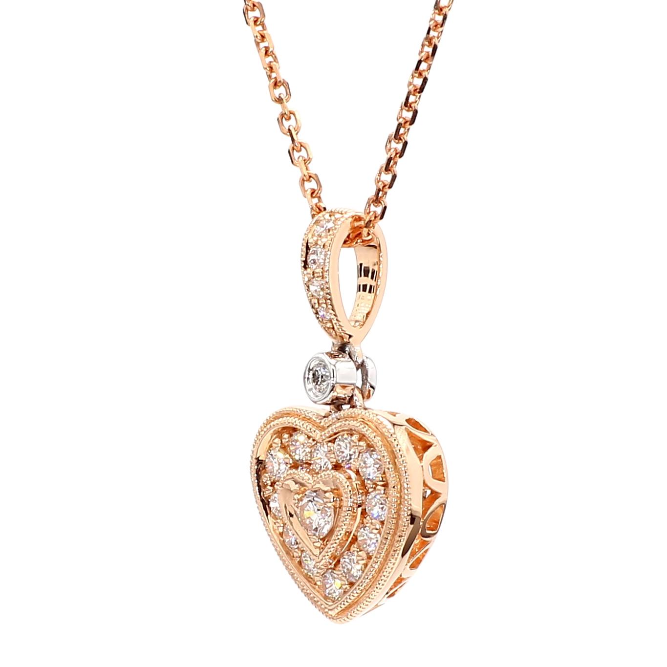 Natural White Round Diamond 0.27 Carat TW White Gold Drop Pendant