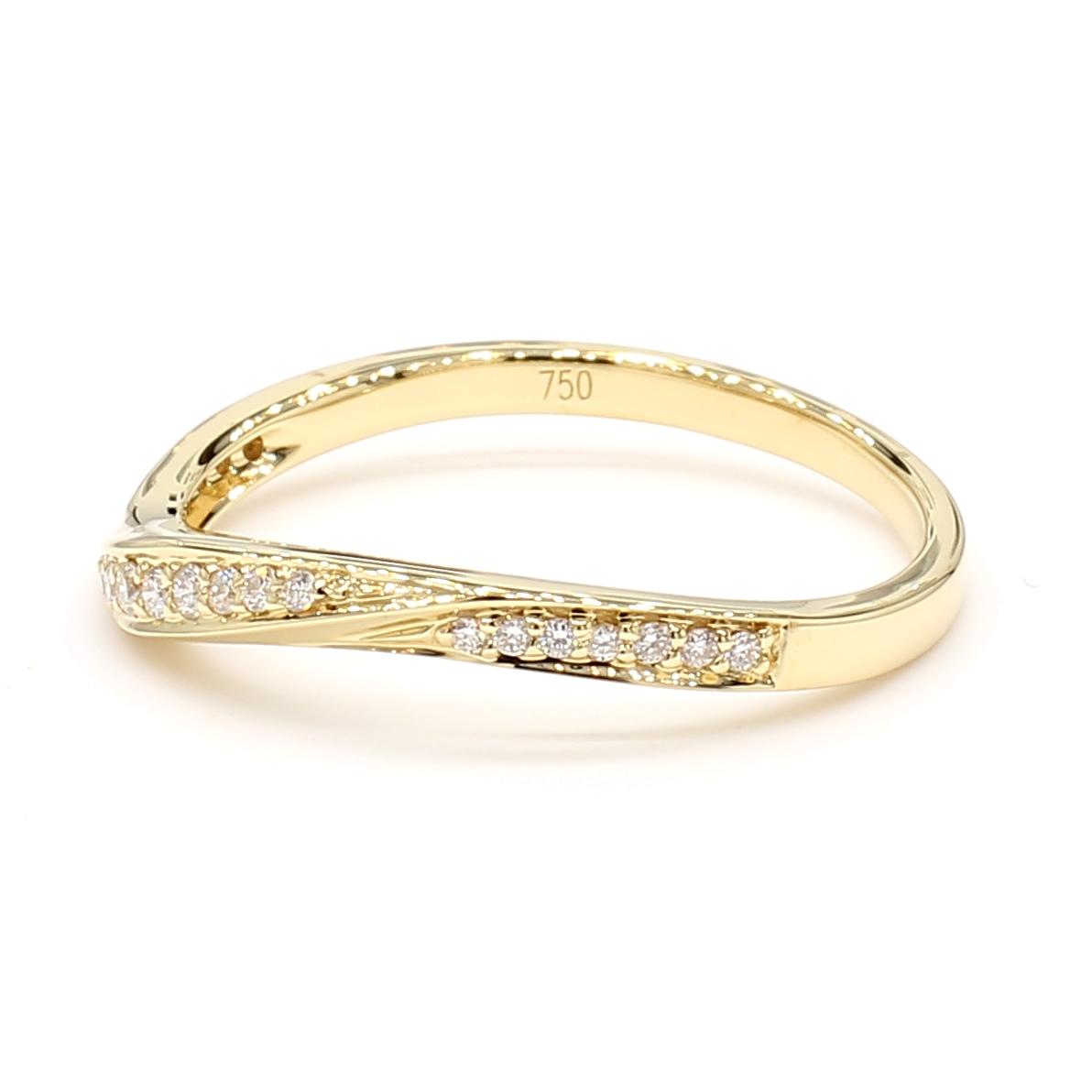 Natural White Round Diamond 0.56 Carat TW Yellow Gold Wedding Band