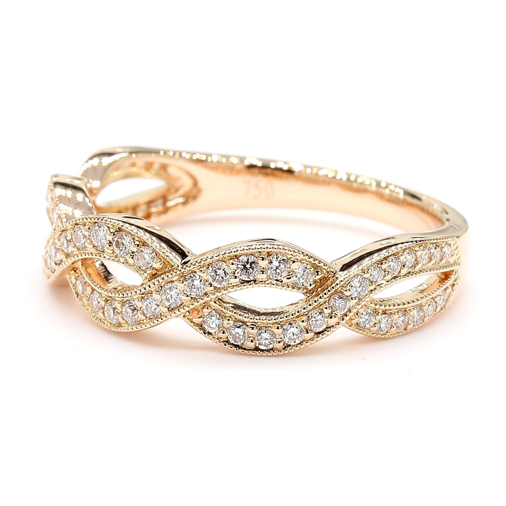 Natural White Round Diamond 0.32 Carat TW Rose Gold Cocktail Band