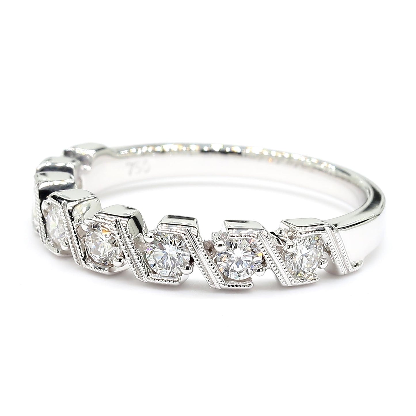 Natural White Round Diamond 0.52 Carat TW White Gold wedding Band