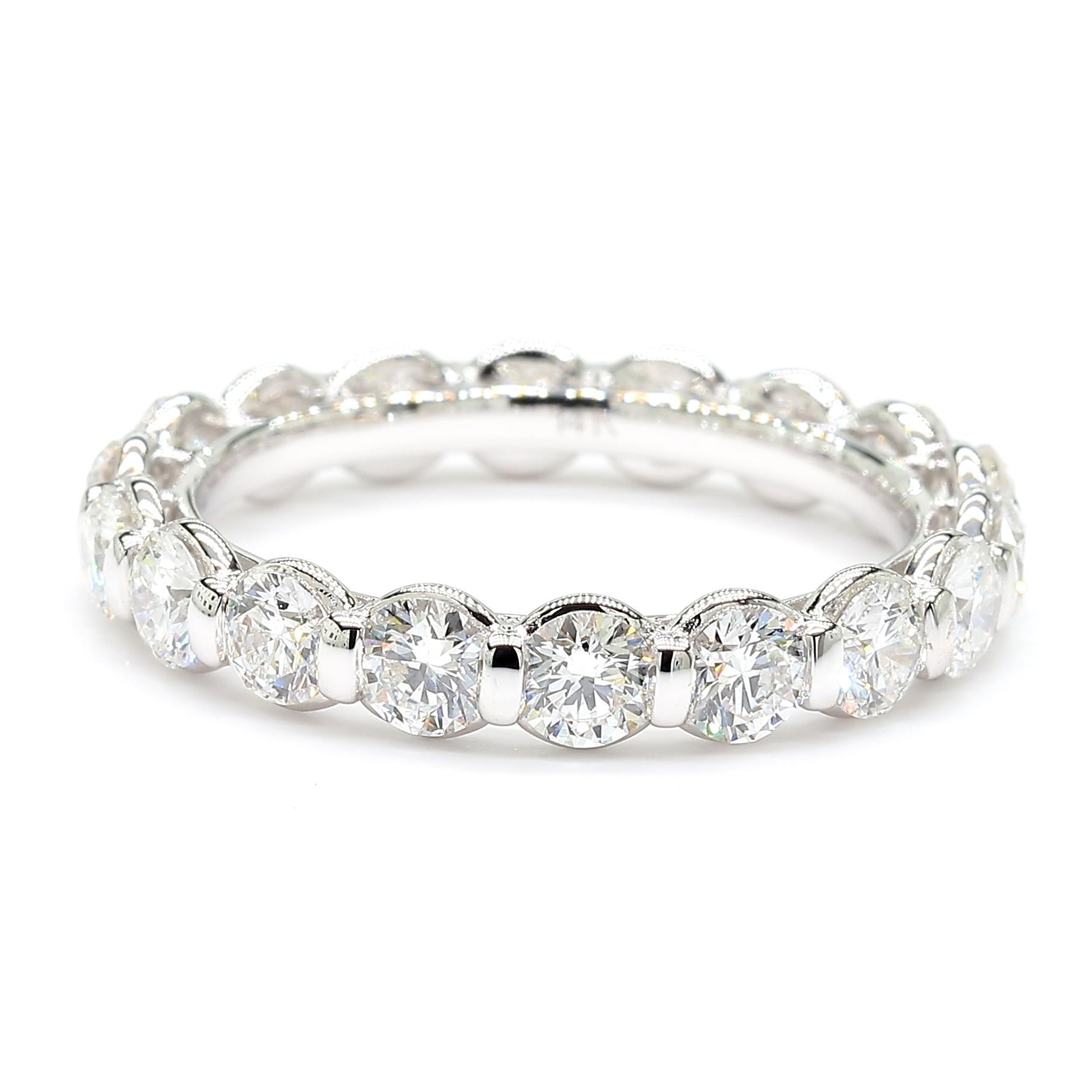 Natural White Round Diamond 2.51 Carat TW White Gold Eternity Band