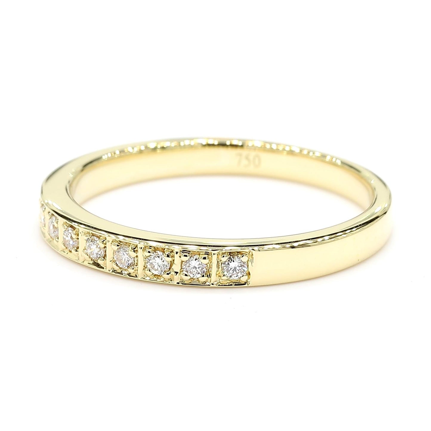 Natural White Round Diamond 0.10 Carat TW Yellow Gold Wedding Band