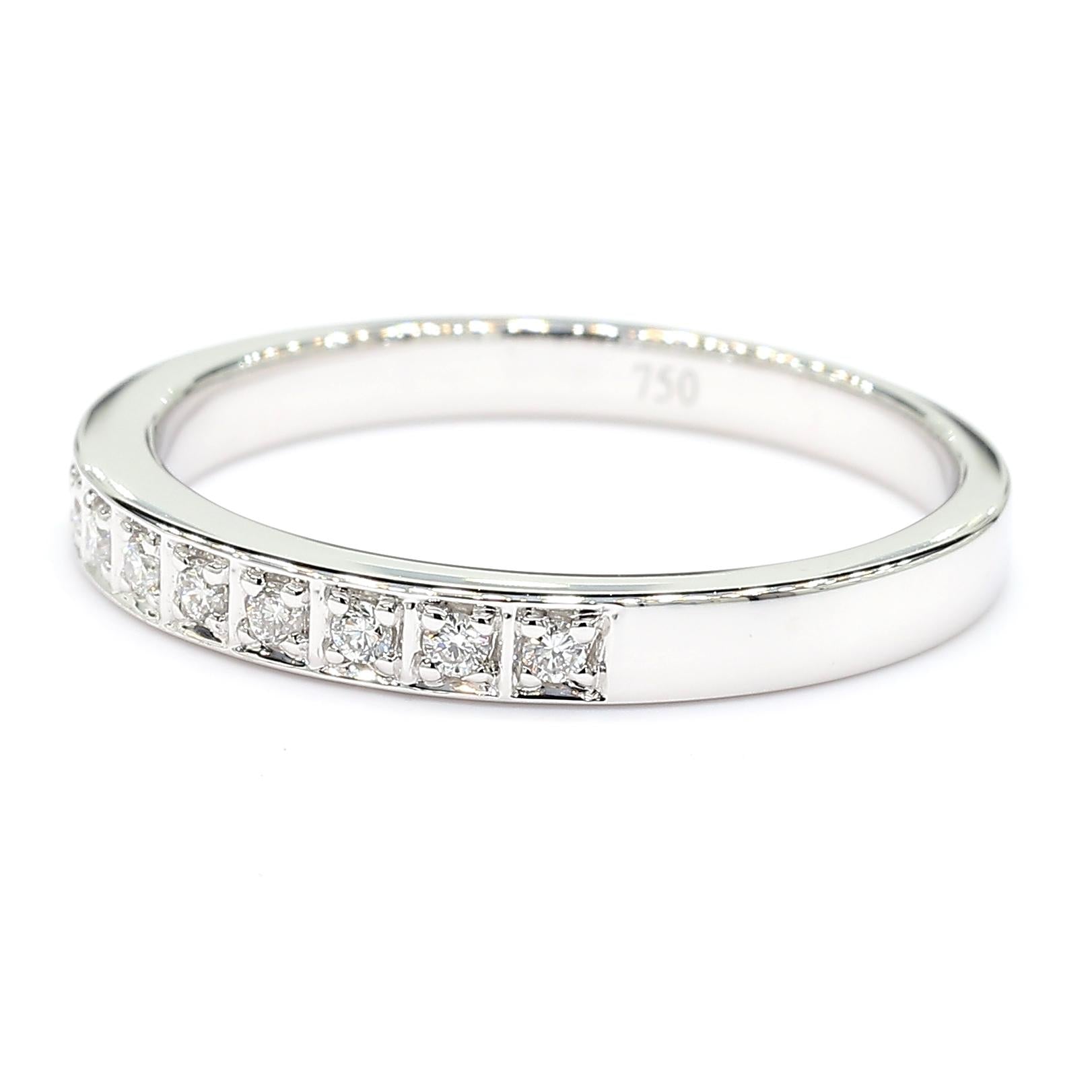 Natural White Round Diamond 0.10 Carat TW White Gold Wedding Band