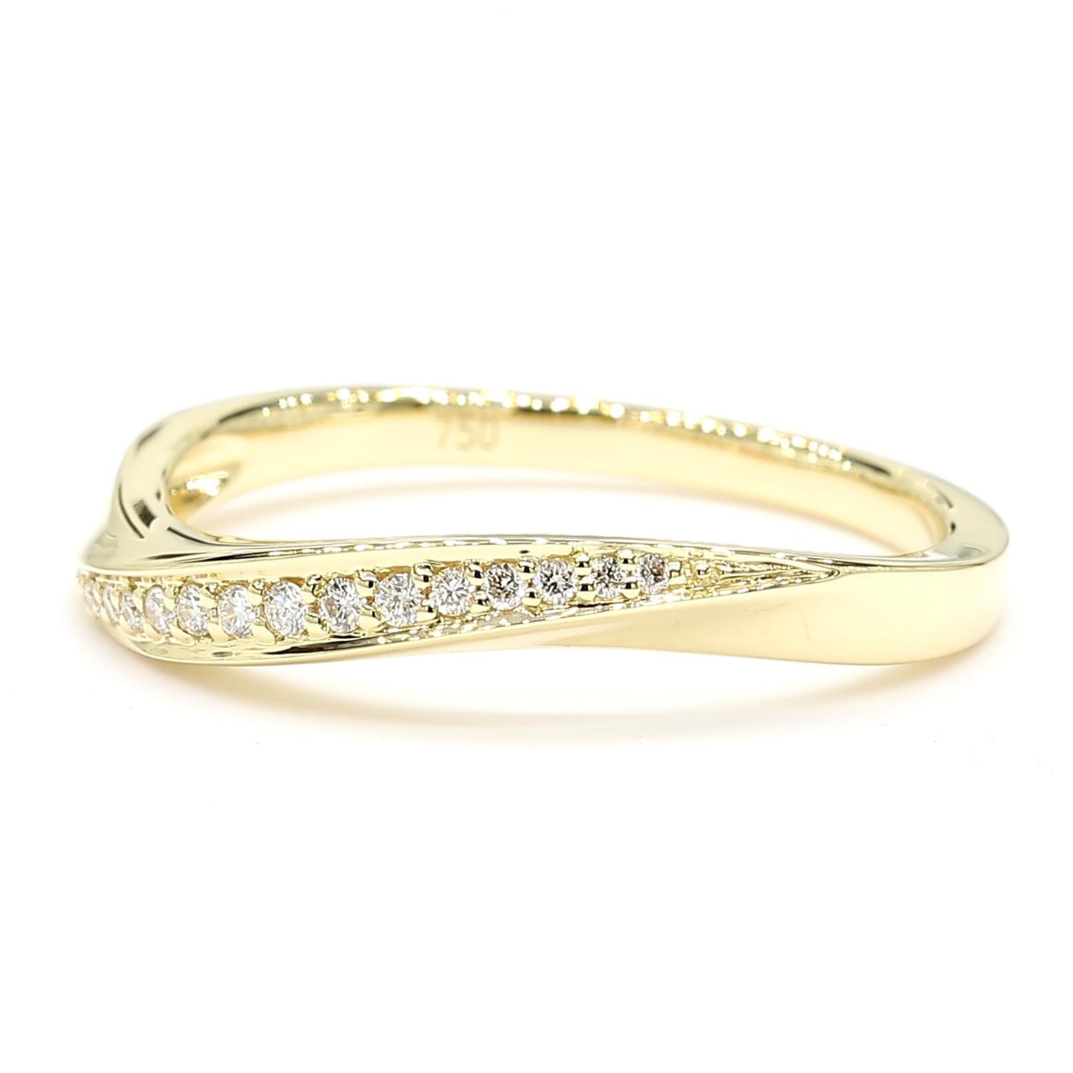 Natural White Round Diamond 0.08 Carat TW Yellow Gold Wedding Band