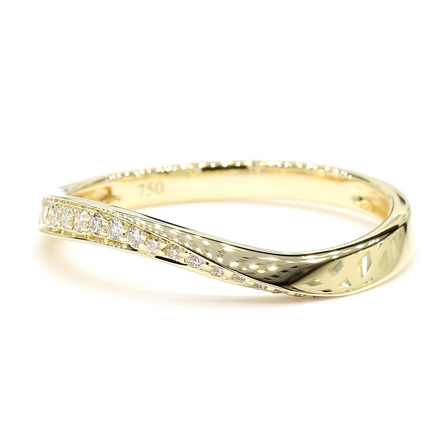 Natural White Round Diamond 0.10 Carat TW Yellow Gold Wedding Band