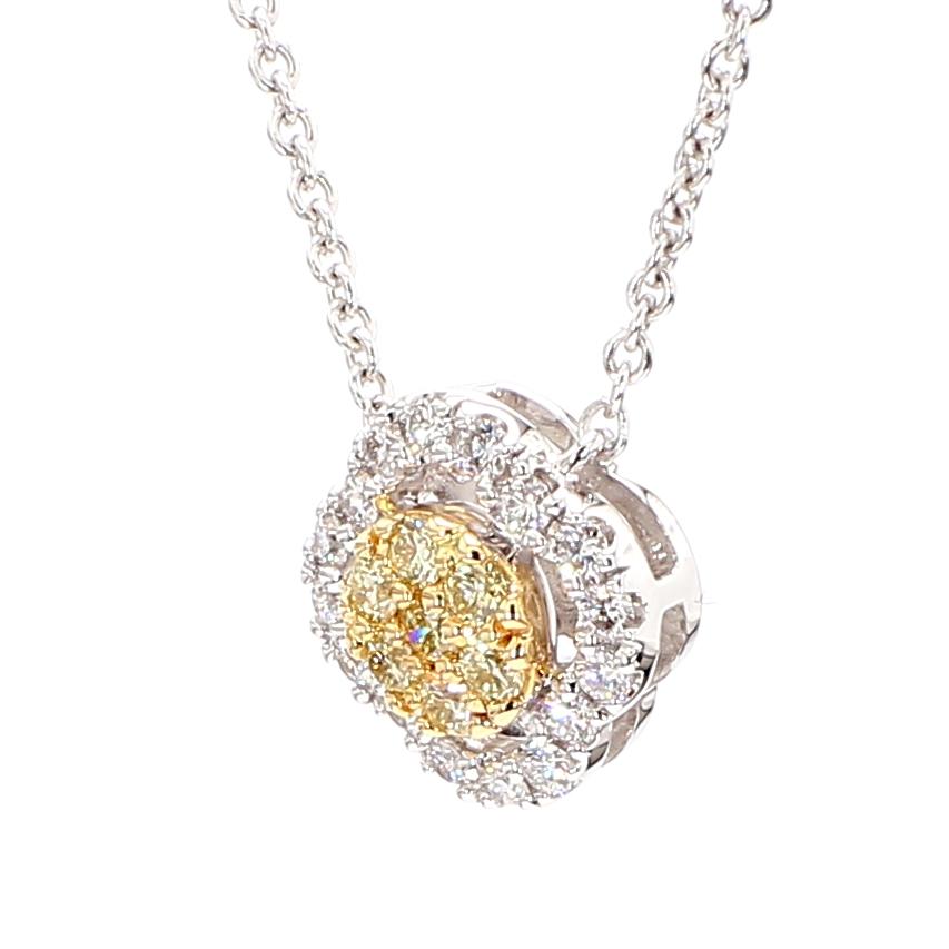 Natural Yellow Round Diamond .25 Carat TW Gold Drop Necklace