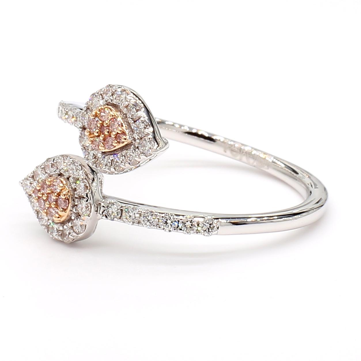 Natural Pink Round Diamond .41 Carat TW Rose Gold Cocktail Ring