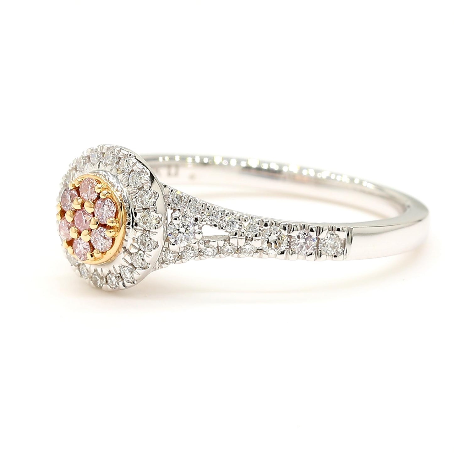 Natural Pink Round Diamond .36 Carat TW Rose Gold Cocktail Ring