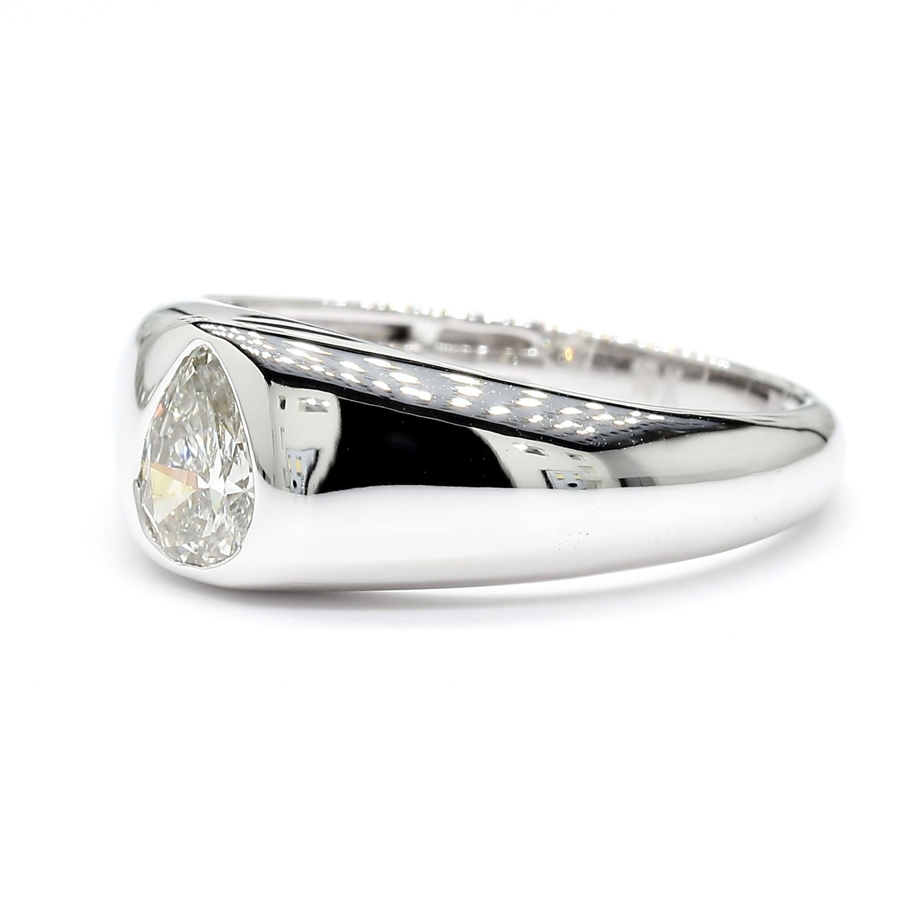 Natural White Pear Diamond 0.52 Carat TW White Gold Cocktail Band