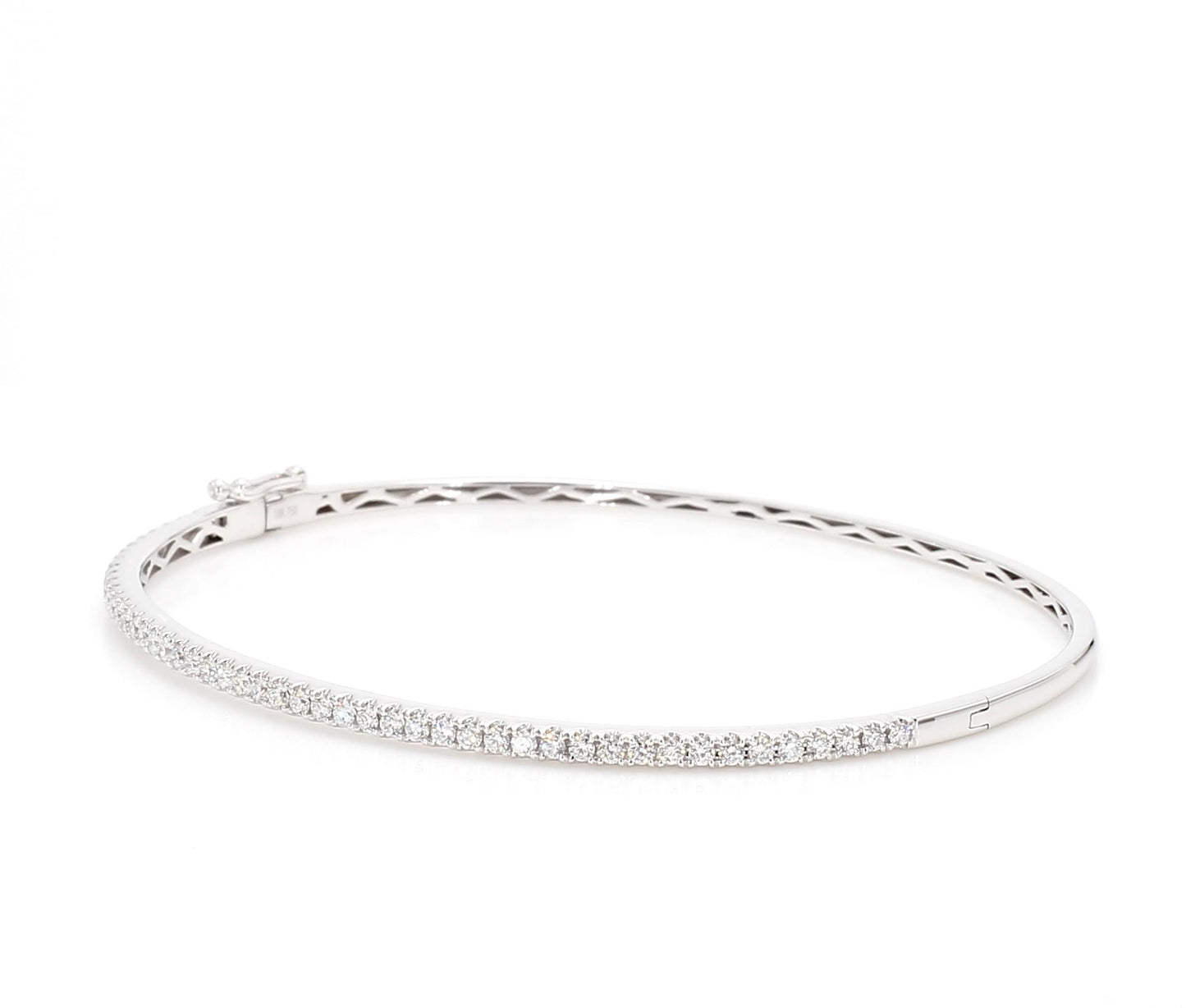 Natural White Round Diamond 0.63 Carat TW White Gold Cuff Bracelet