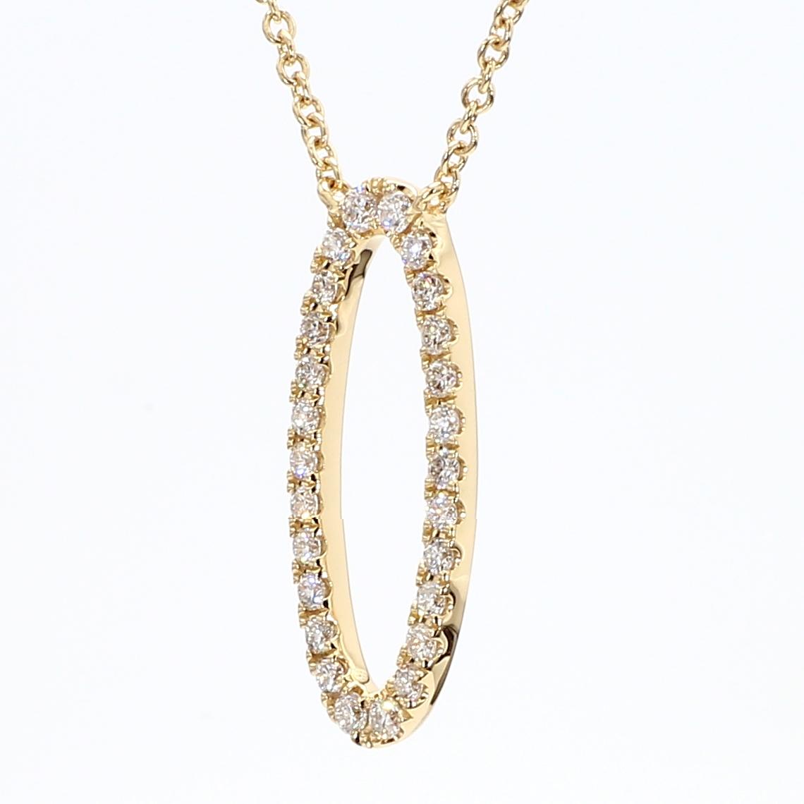 Natural White Round Diamond 0.29 Carat TW Yellow Gold Necklace