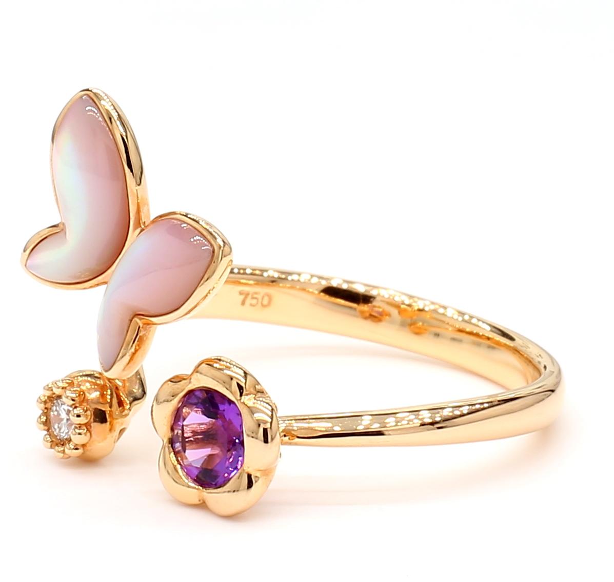 Natural Amethyst and White Diamond .32 Carat TW Rose Gold Fashion Ring