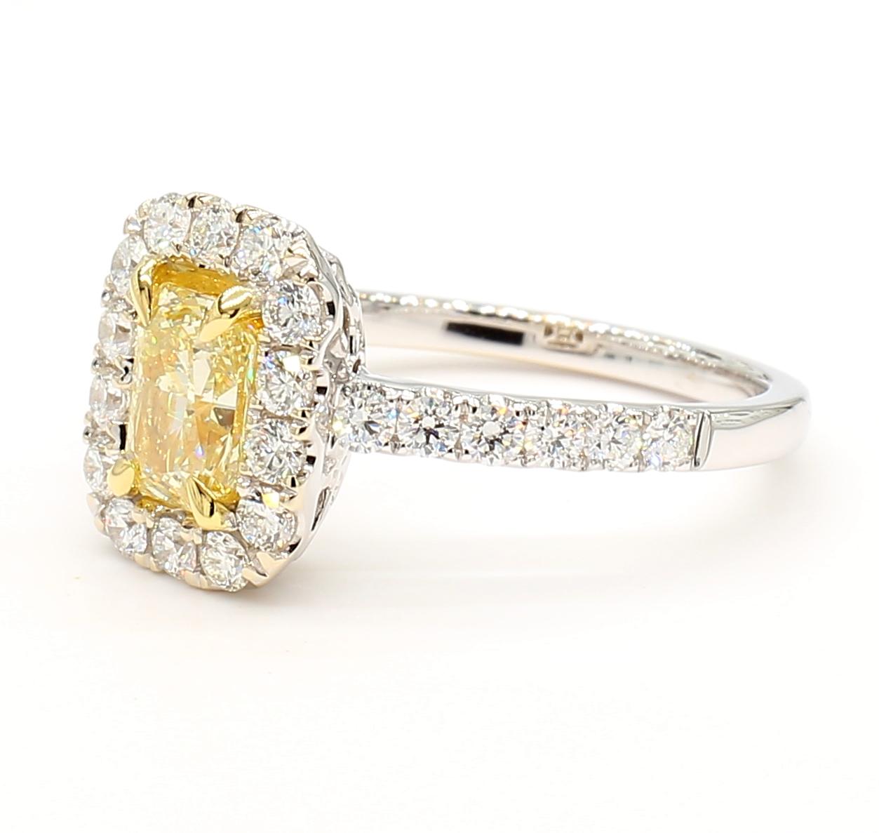 GIA Certified Natural Yellow Radiant Diamond 1.70 Carat TW Gold Cocktail Ring