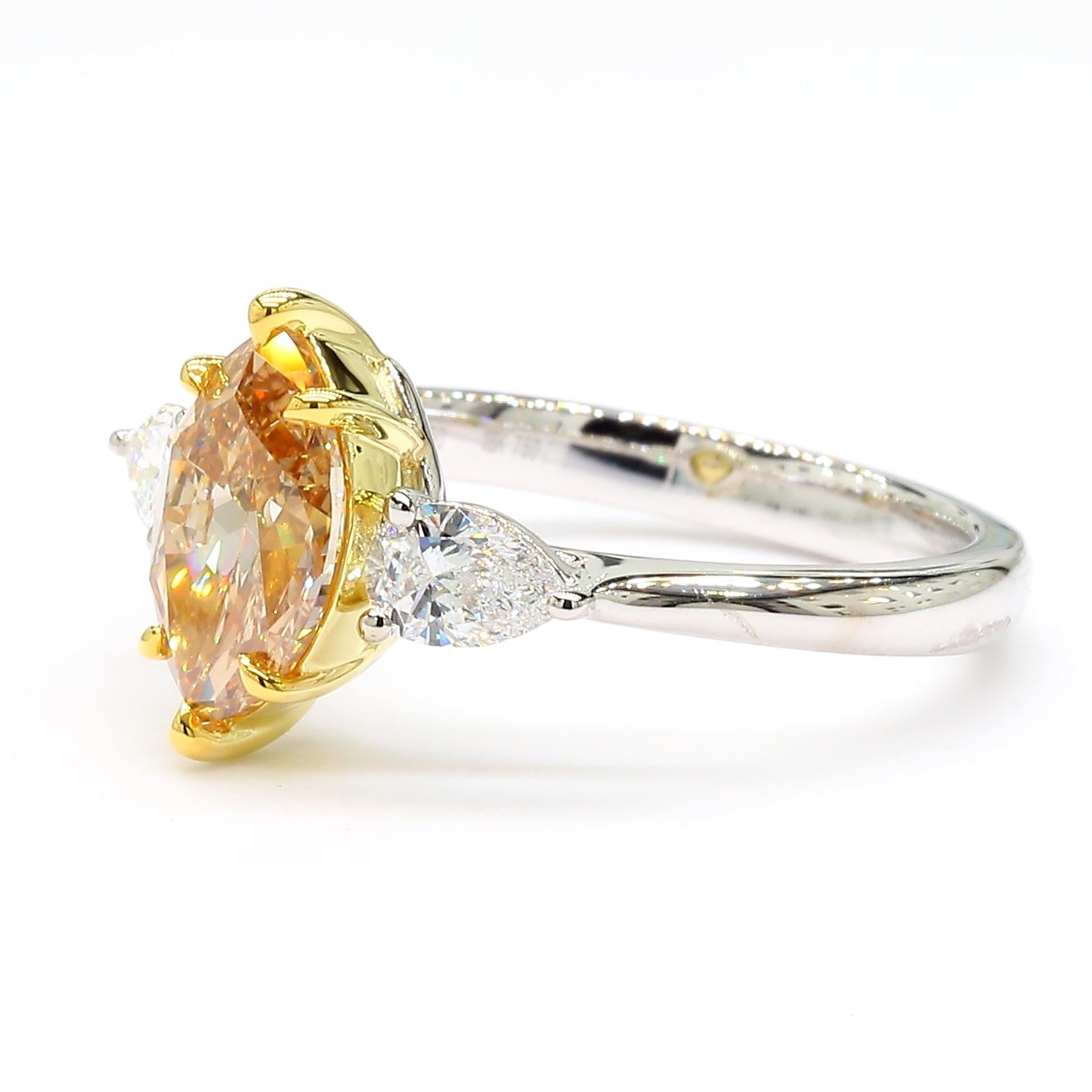 GIA Certified Yellow Marquise Diamond 1.70 Carat TW Cocktail Ring