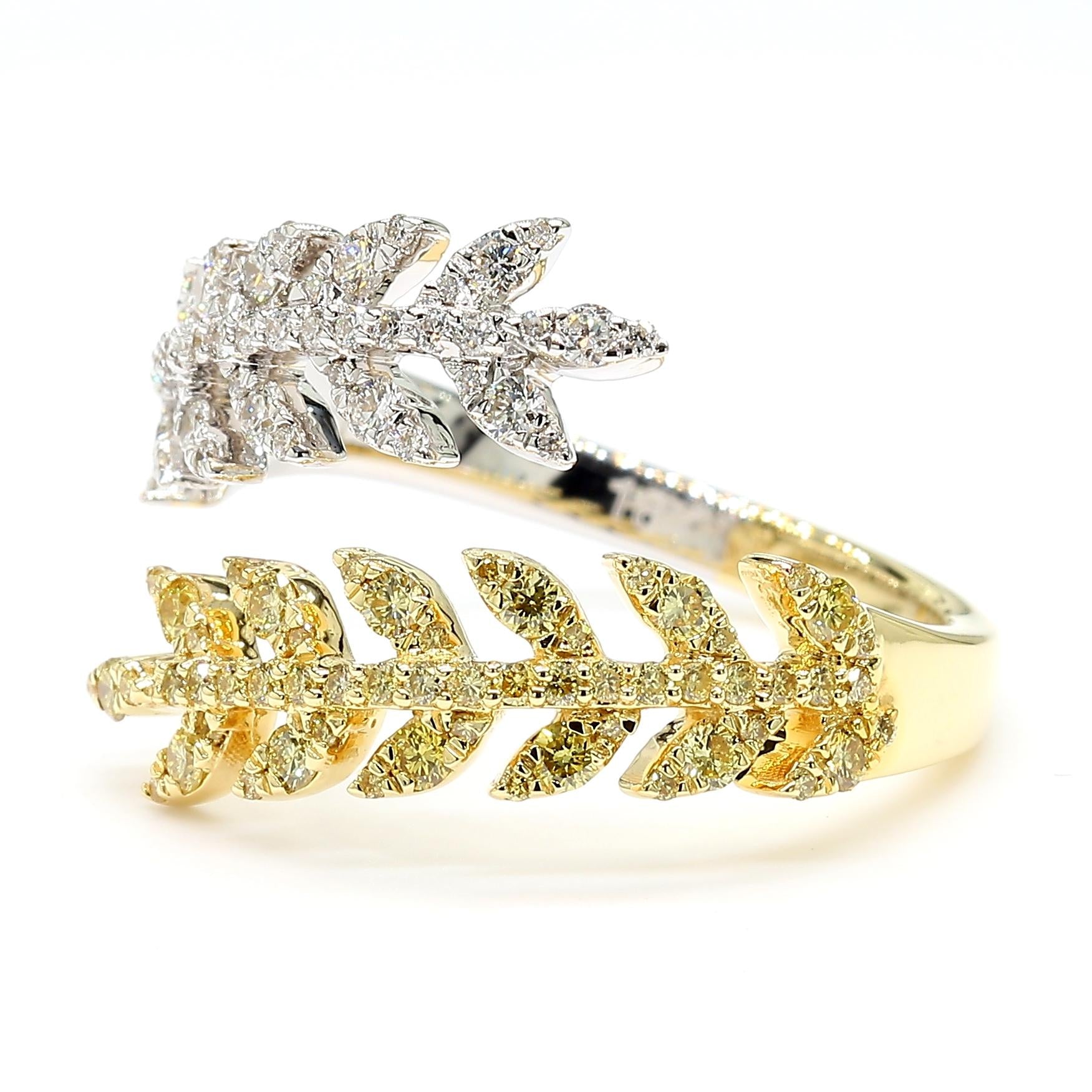 Natural Yellow Round Diamond 0.65 Carat TW Gold Cocktail Ring