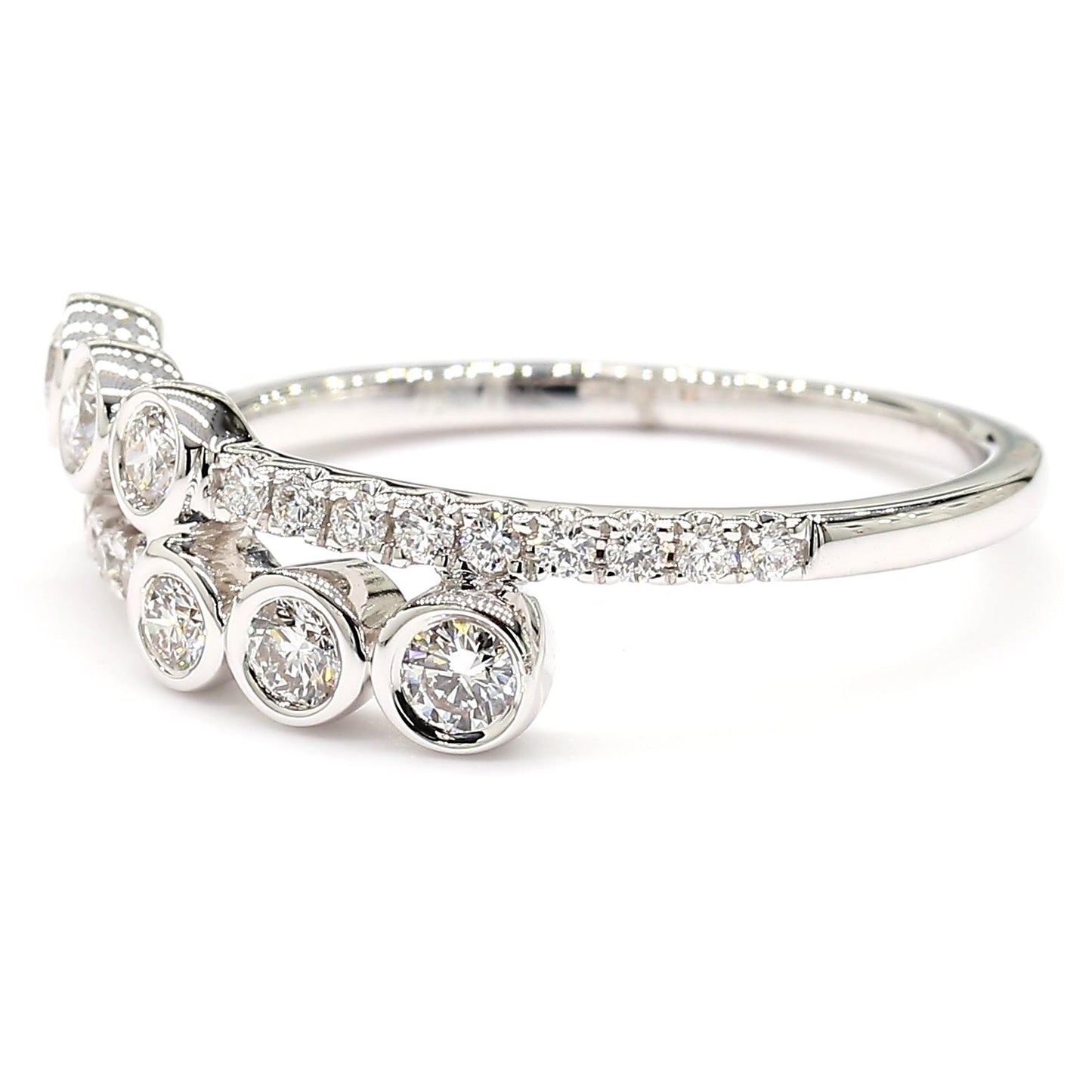 Natural White Round Diamond 0.40 Carat TW White Gold Cocktail Band