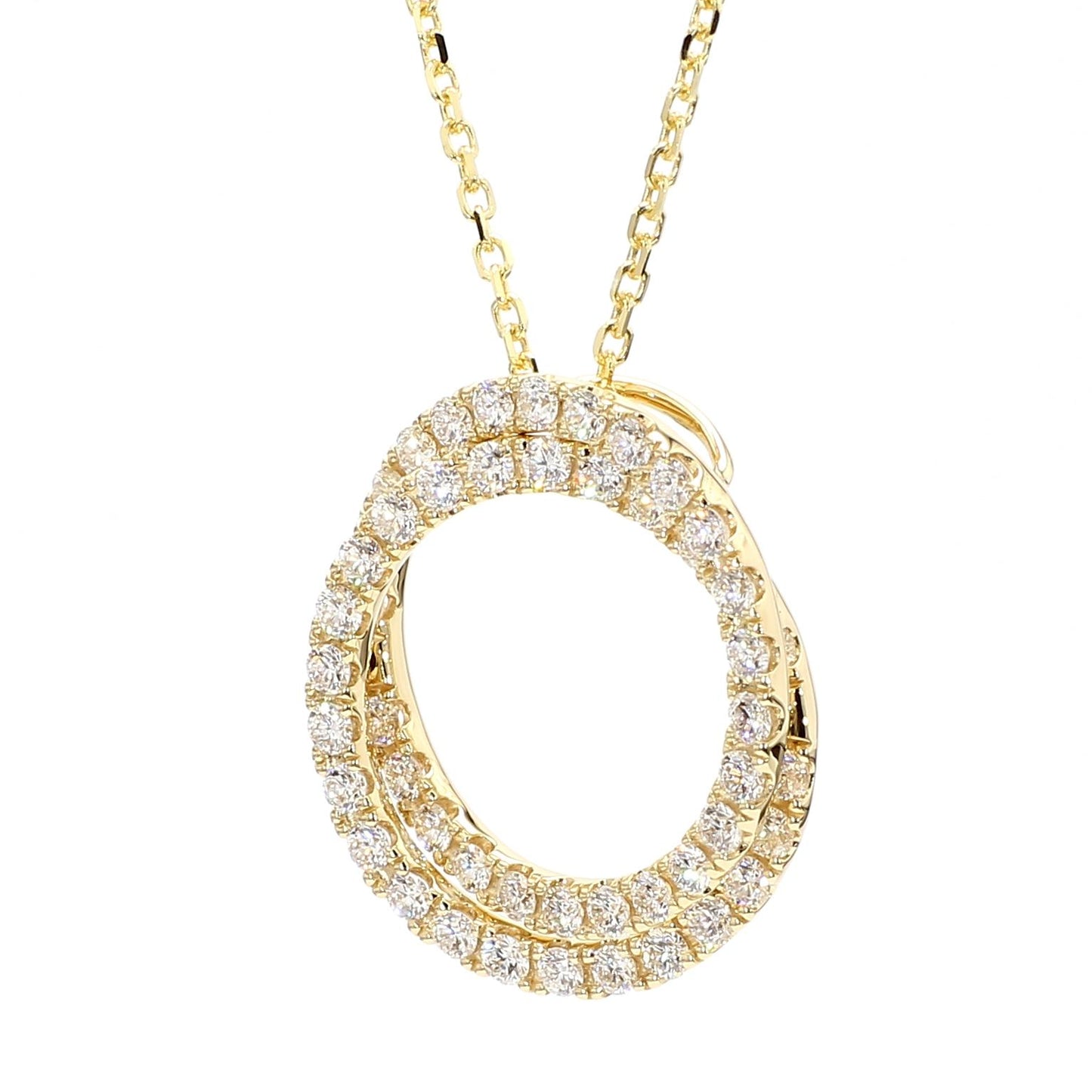 Natural White Round Diamond 1.20 Carat TW Yellow Gold Drop Pendant