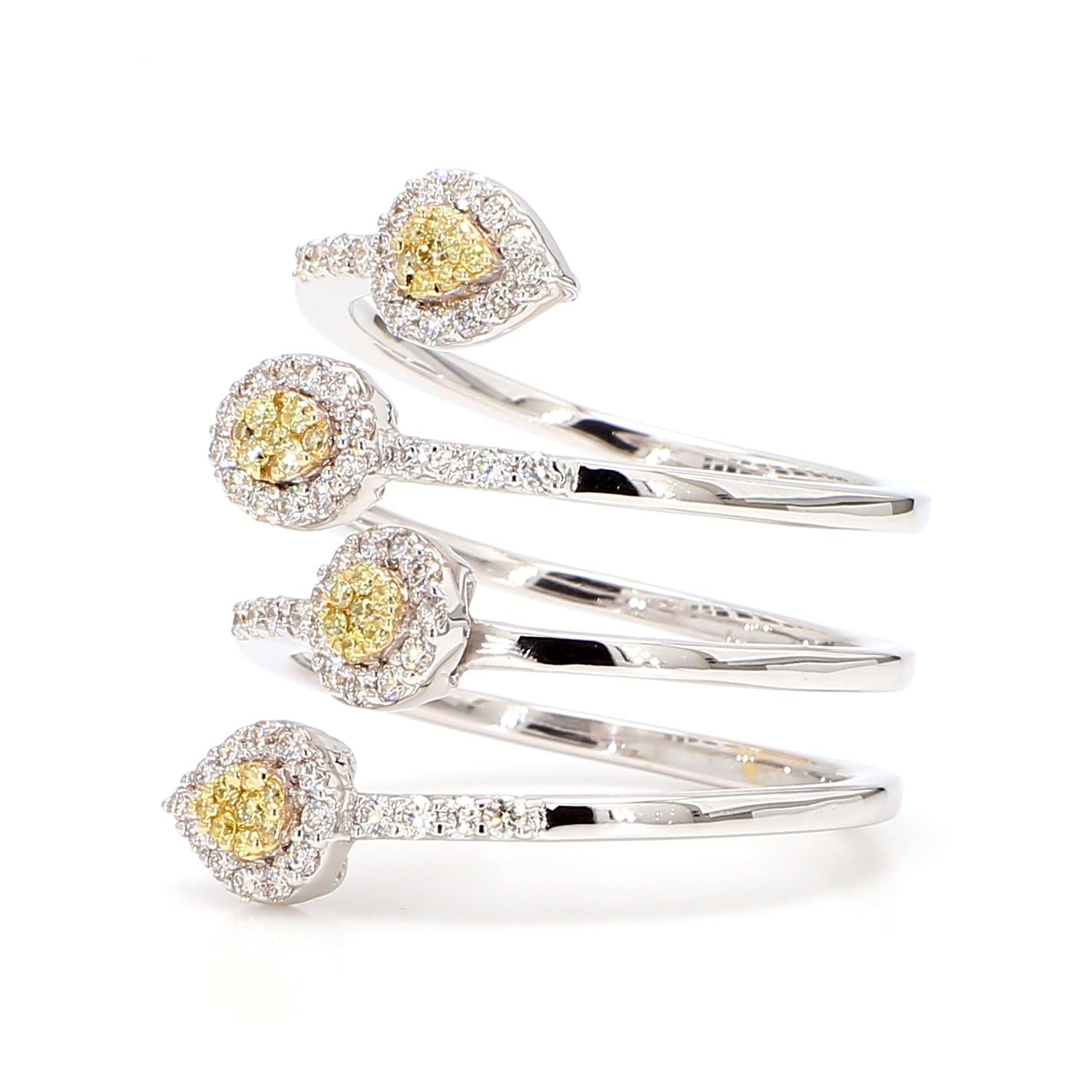 Natural Yellow Round Diamond 0.65 Carat TW Gold Cocktail Band