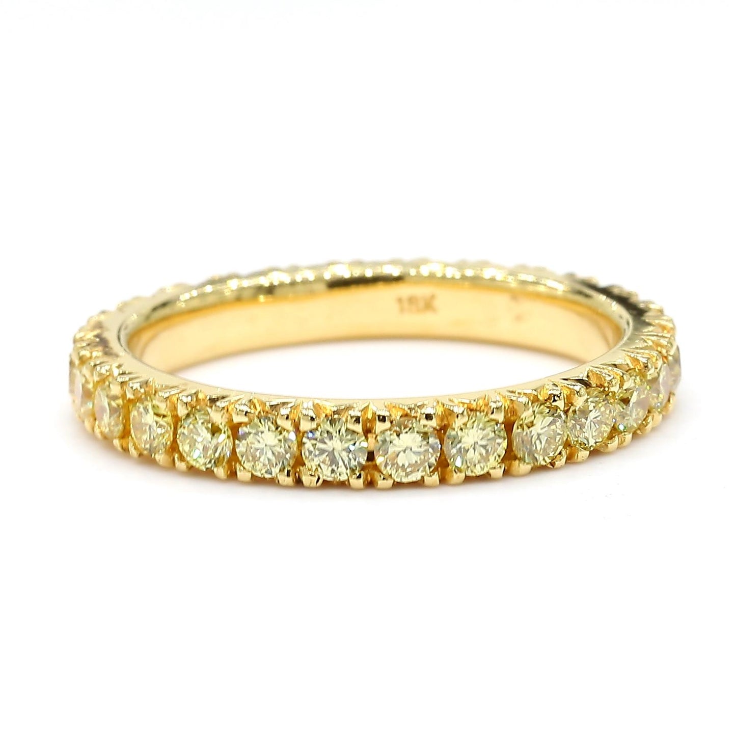 Natural Yellow Round Diamond 1.12 Carat TW Gold Eternity Band