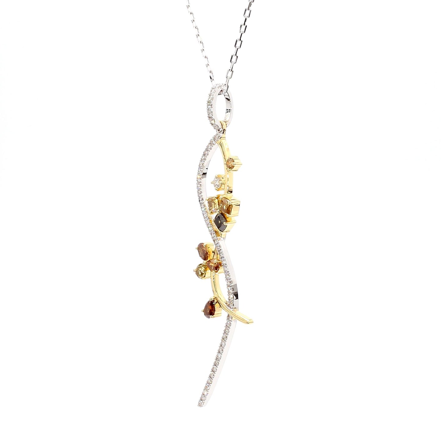 Natural Fancy Color Mix Diamond 1.14 Carat TW Gold Drop Pendant