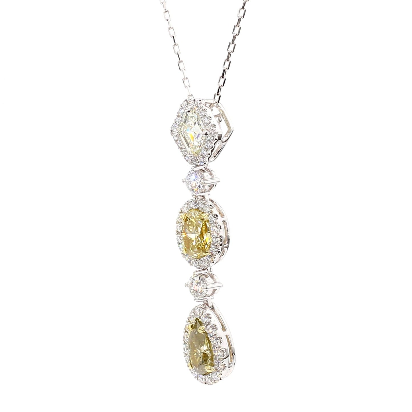 GIA Certified Natural Fancy Color Mix Diamond 4.35 Carat TW Gold Drop Pendant