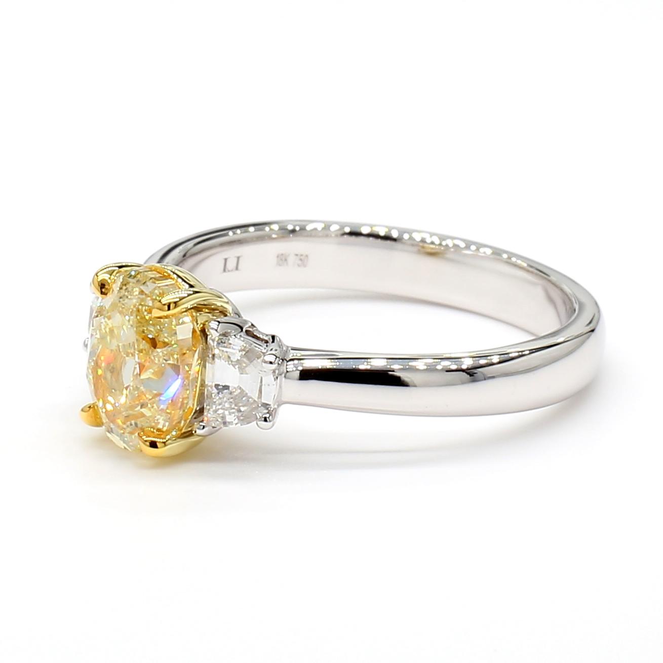 GIA Certified Natural Yellow Oval Diamond 1.82 Carat TW Gold Cocktail Ring