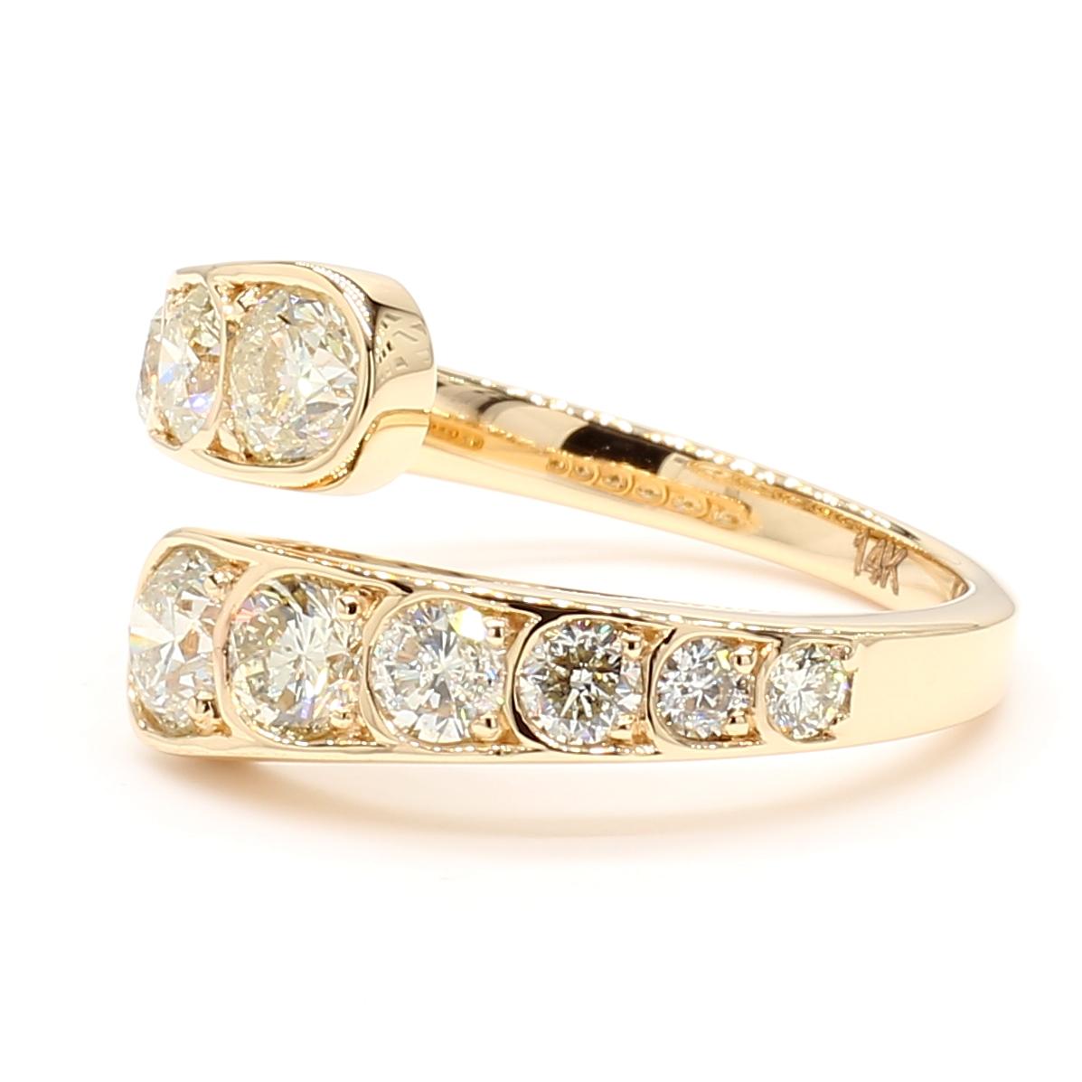 Natural White Round Diamond 2.08 Carat TW Yellow Gold Cocktail Band