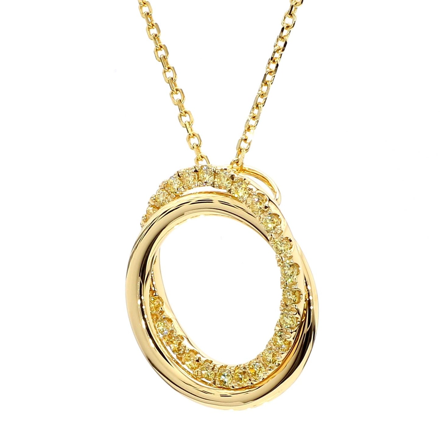 Natural Yellow Round Diamond .65 Carat TW Gold Drop Pendant