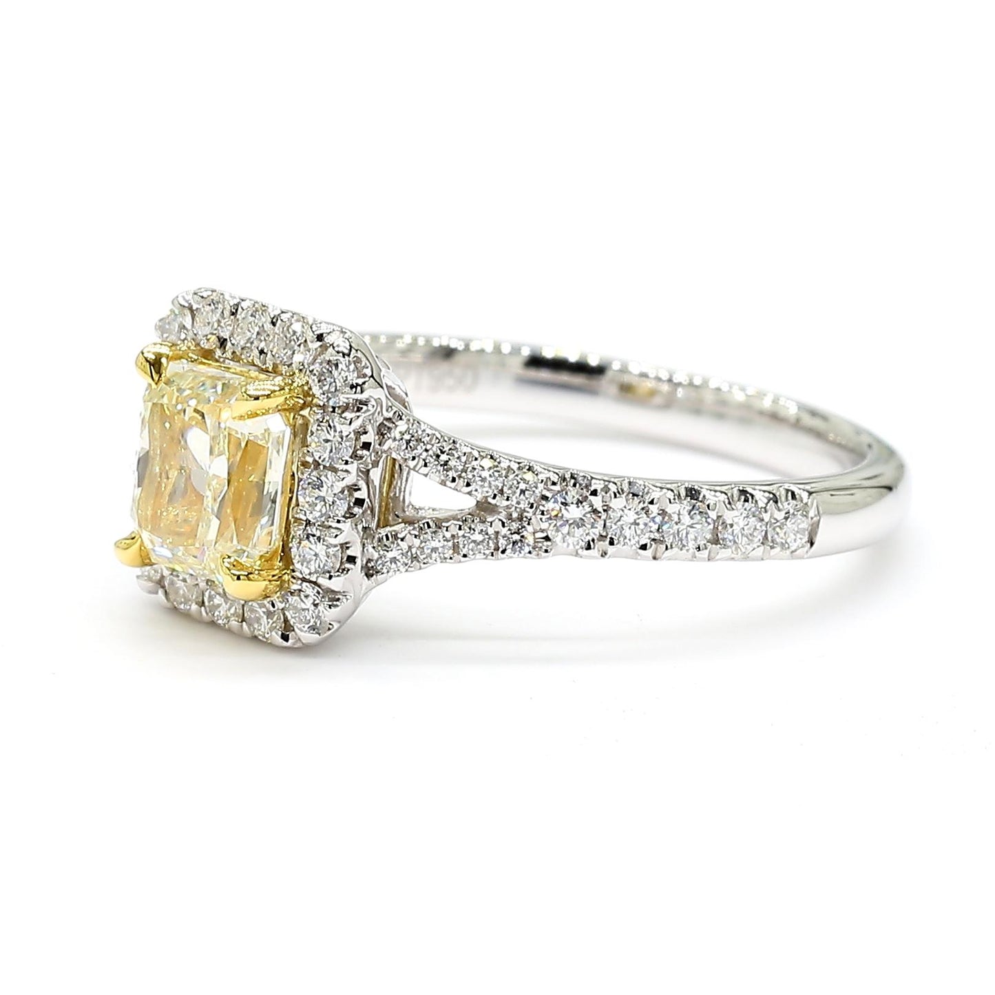 GIA Certified Natural Yellow Radiant Diamond 1.24 Carat TW Gold Cocktail Ring