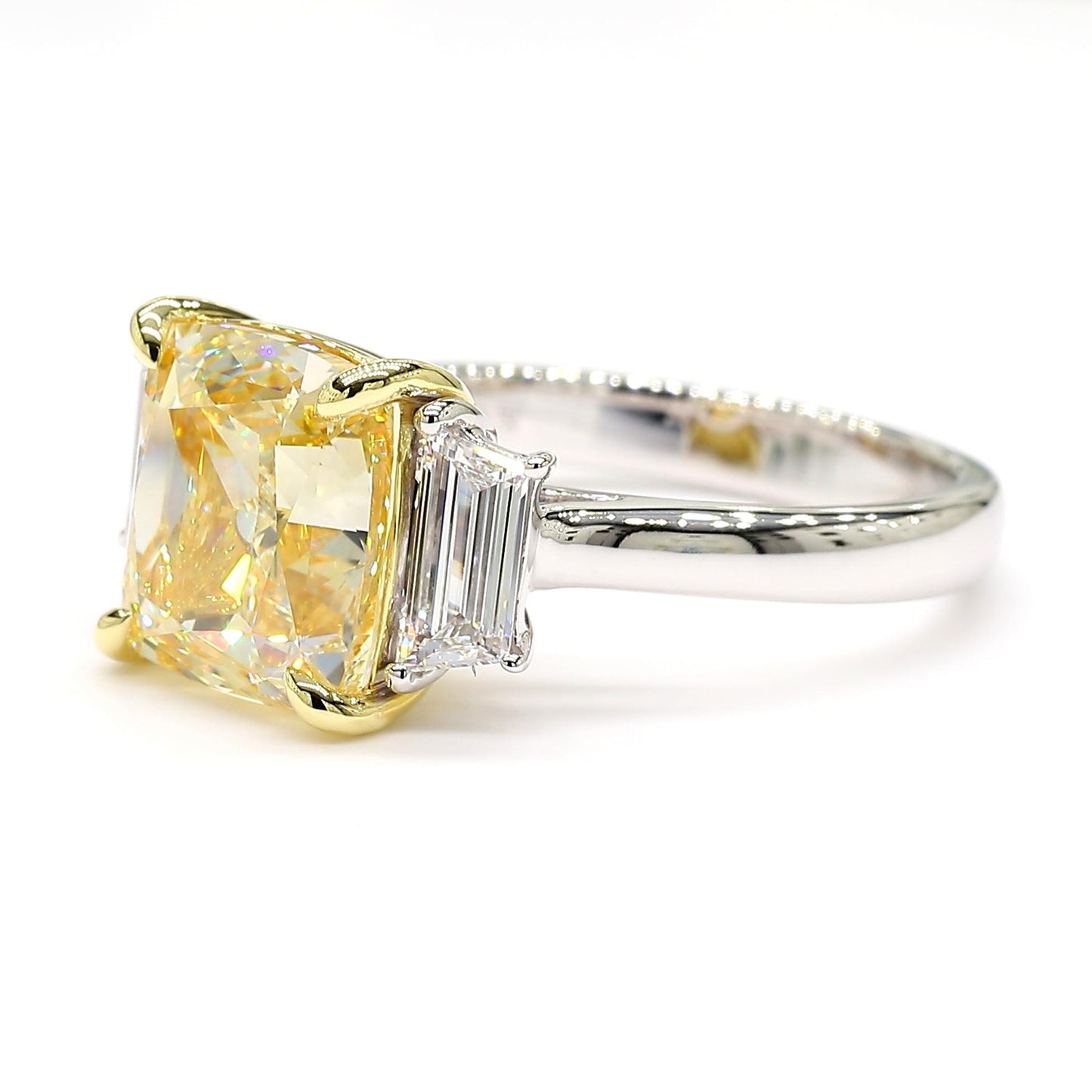 GIA Certified Natural Yellow Cushion Diamond 5.65 Carat TW Gold Cocktail Ring