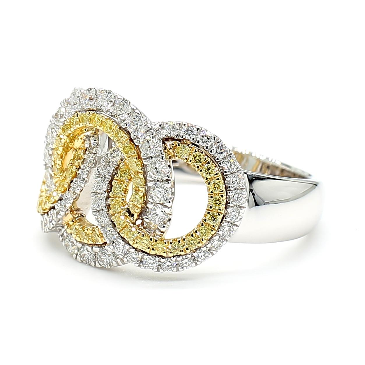 Natural Yellow Round Diamond 0.69 Carat TW Gold Cocktail Ring