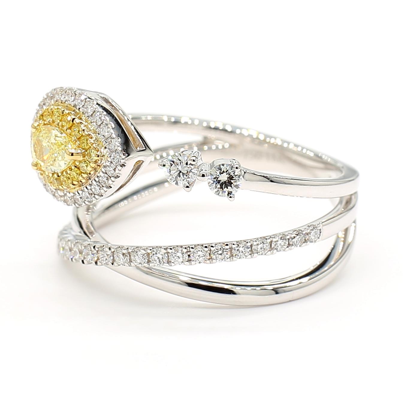 Natural Yellow Pear Diamond 0.75 Carat Tw Gold Cocktail Ring