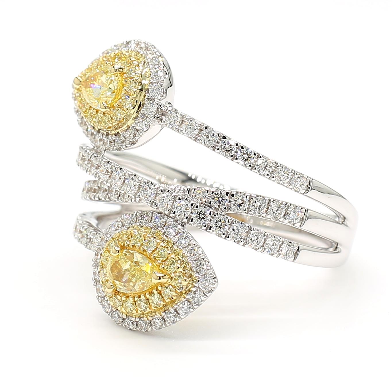 Natural Yellow Pear Diamond 1.31 Carat Tw Gold Cocktail Ring