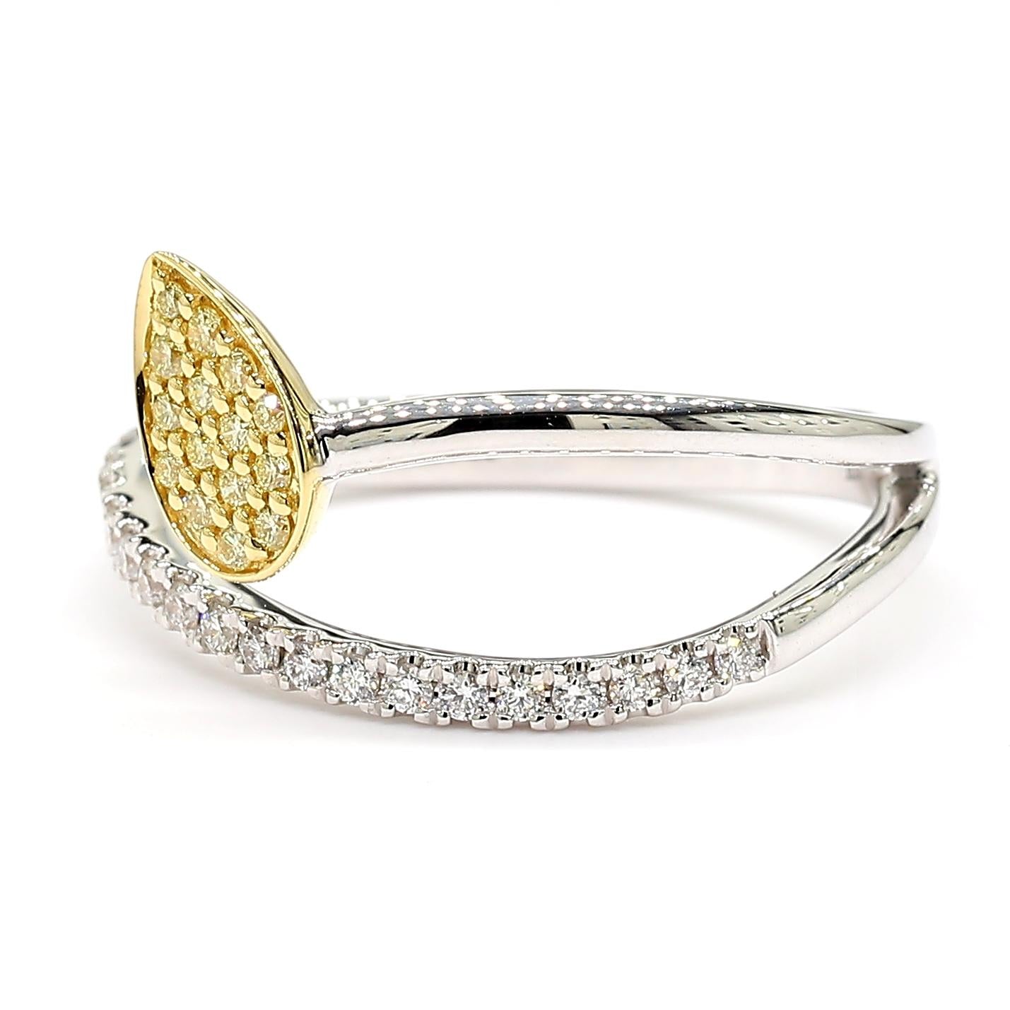 Natural Yellow Round Diamond 0.28 Carat TW Gold Cocktail Ring