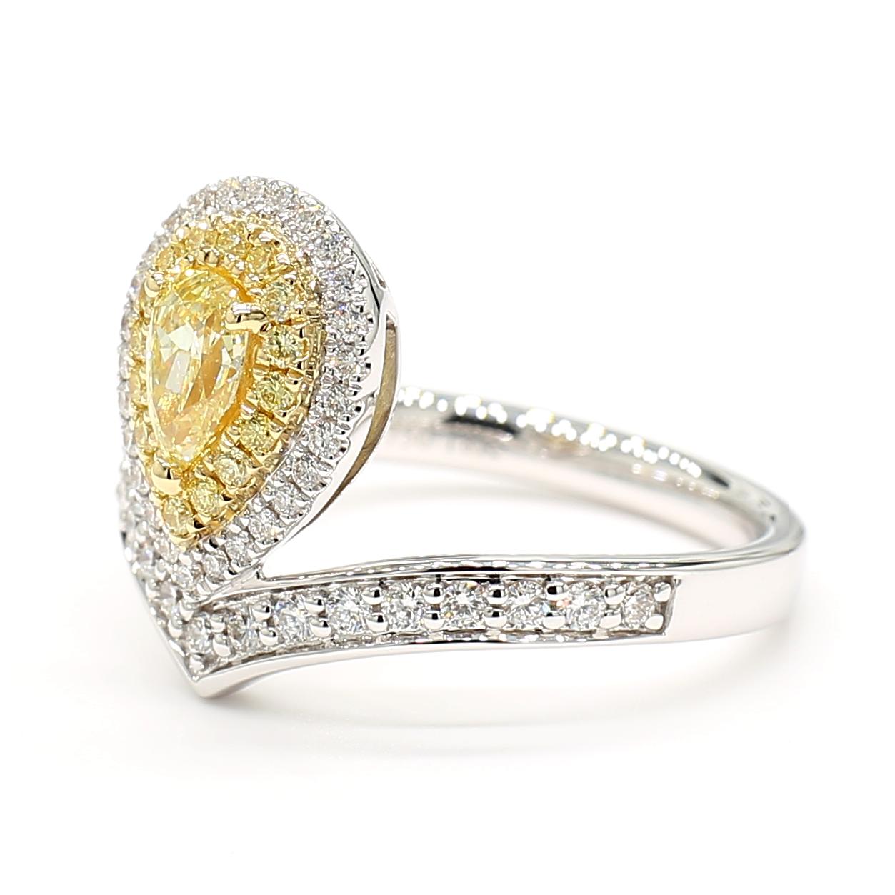 Natural Yellow Pear Diamond 0.79 Carat Tw Gold Cocktail Ring