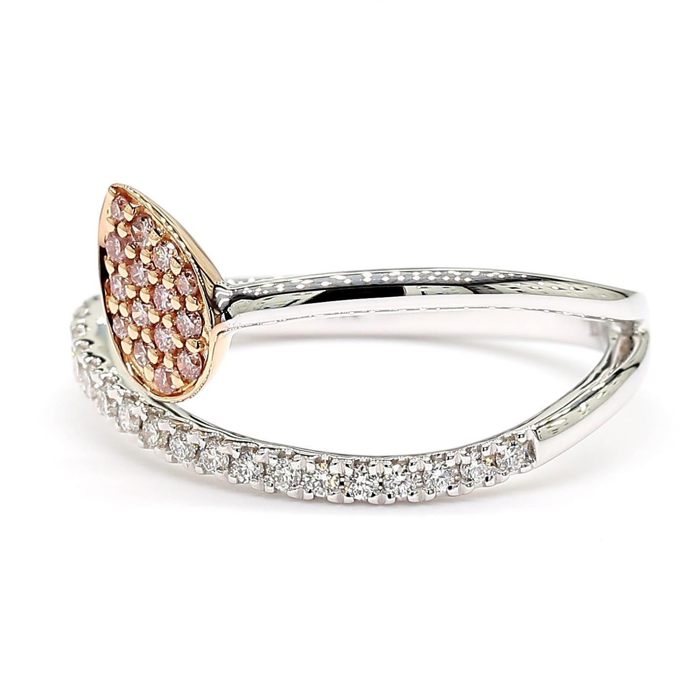 Natural Pink Round Diamond 0.27 Carat TW Rose Gold Cocktail Ring