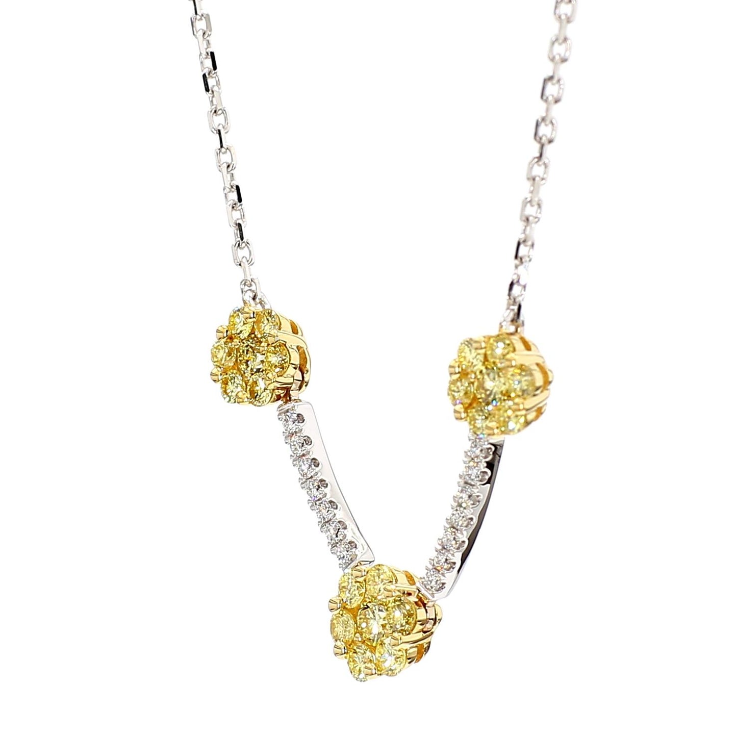Natural Yellow Round Diamond 0.70 Carat TW Gold Drop Necklace