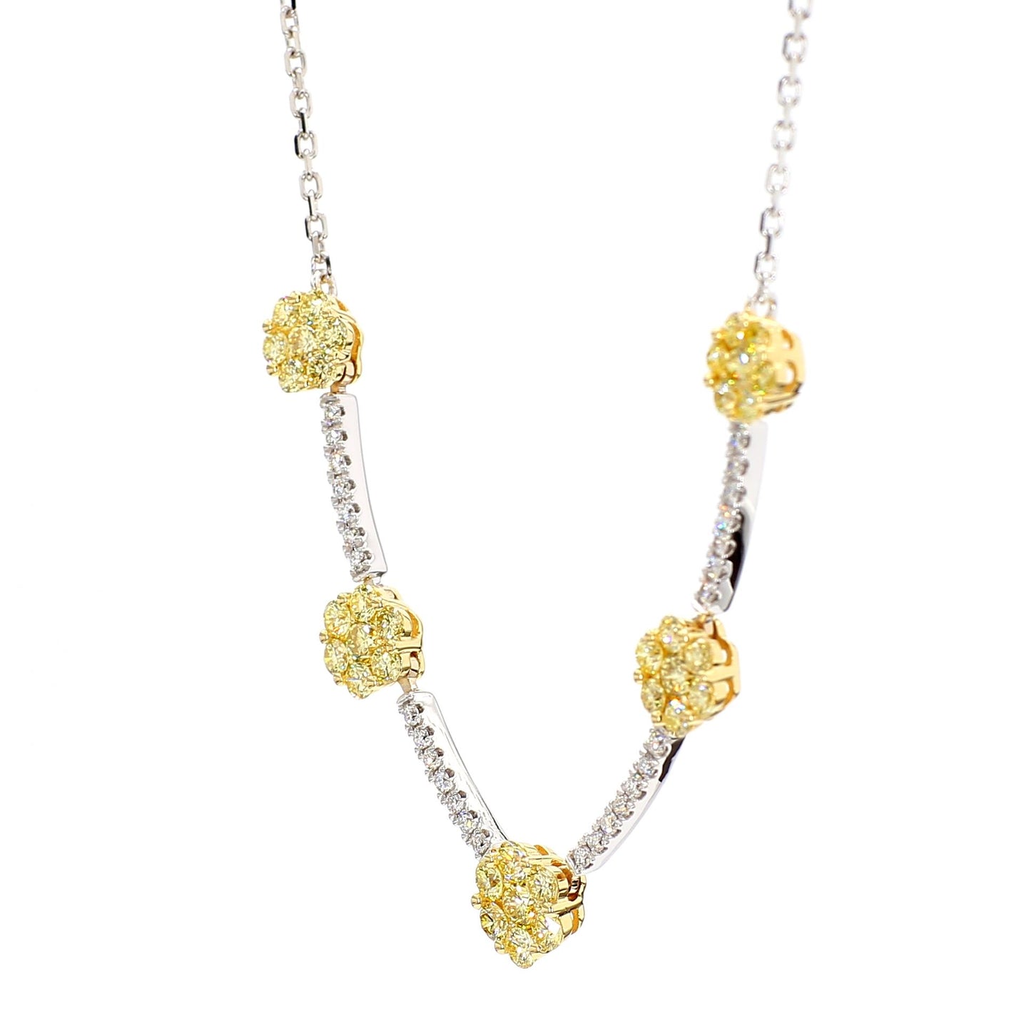 Natural Yellow Round Diamond 1.06 Carat TW Gold Drop Necklace